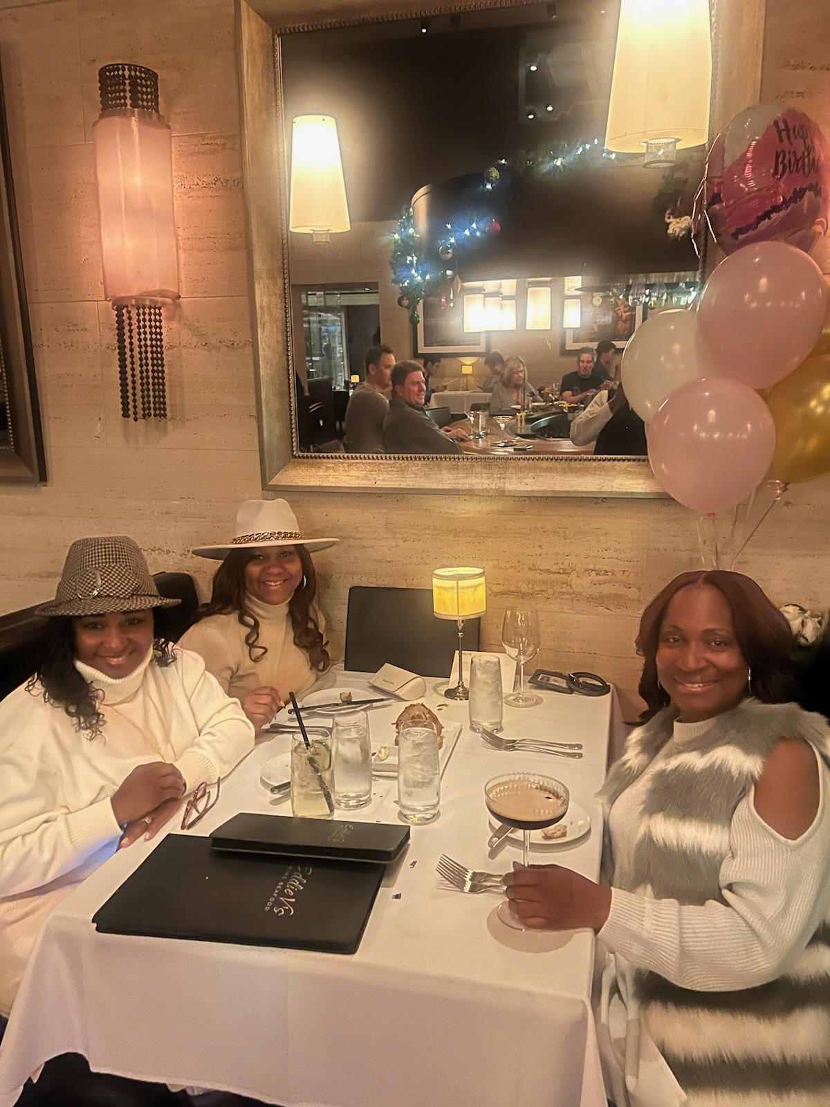 Sherrie at a birthday dinner with friends